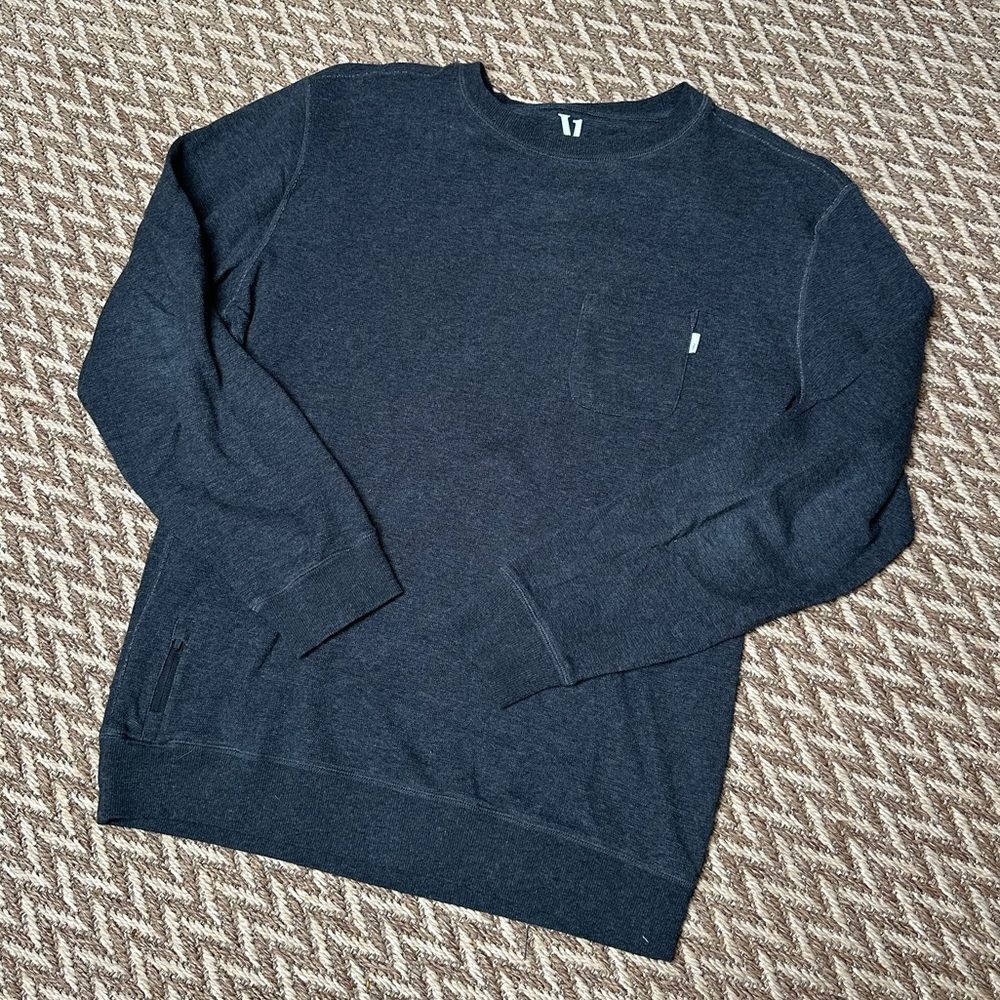 Vuori Black Crewneck Sweater with Smooth Knit Texture